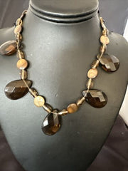 Navajo Smokey Quartz Teardrop Necklace | Sterling Silver | Authentic Native American Handmade | 17495