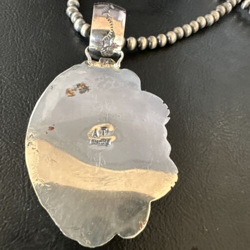 Navajo Bumblebee Jasper Pendant Necklace | Sterling Silver | Authentic Native American Handmade | 14983