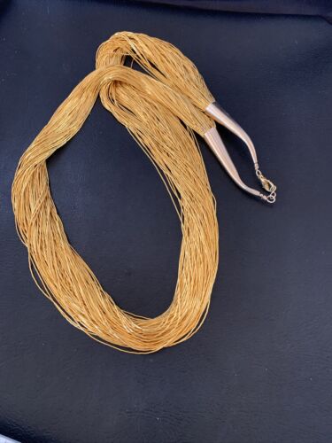 Navajo Gold Filled Heishi Tubes | 100 Strand Liquid Sterling Silver Necklace 21" | 17173