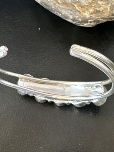 Navajo Blue Arizona Turquoise Cuff Bracelet | Sterling Silver | 5 Stone | Authentic Native American Handmade | 16277
