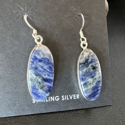 Blue Denim Lapis Dangle Earrings | Sterling Silver | 1" | 15808