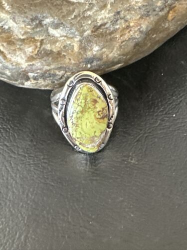 Navajo Green Gaspeite Ring | Sterling Silver | Sz 8 | Authentic Native American Handmade | 16398