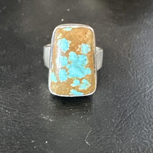 Navajo Blue Turquoise #8 Ring | Sterling Silver | Sz 7 | Authentic Native American Handmade | 14963