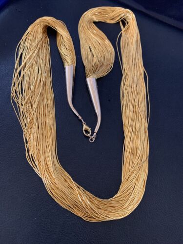 Navajo Gold Filled Heishi Tubes | 100 Strand Liquid Sterling Silver Necklace 21" | 17173
