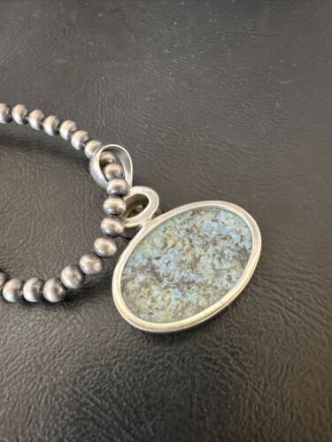 Navajo Dry Creek Turquoise Topaz Pendant Necklace | Sterling Silver | Authentic Native American Handmade | 16437