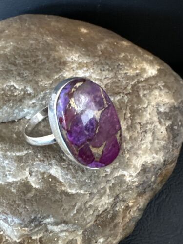 Navajo Purple Mojave Turquoise Ring | Sterling Silver | Sz 8 | Authentic Native American Handmade | 15604