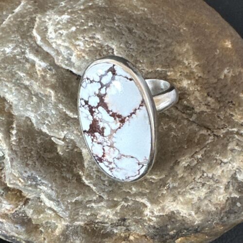 Navajo Wild Horse Turquoise Ring | Sterling Silver | Sz 6.5 | Authentic Native American Handmade | 17277