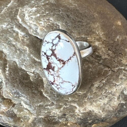 Navajo Wild Horse Turquoise Ring | Sterling Silver | Sz 6.5 | Authentic Native American Handmade | 17277