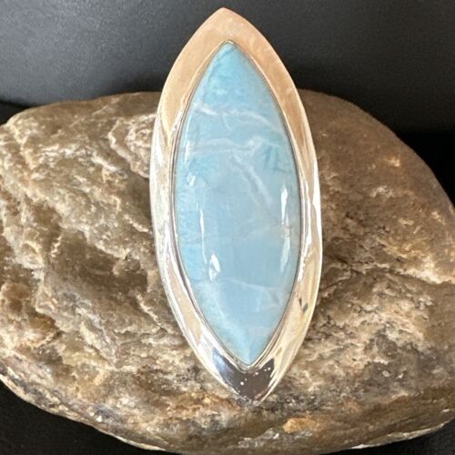 Navajo Blue Larimar Ring | Sterling Silver | Sz 10 | Authentic Native American Handmade | 16009