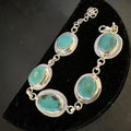 Navajo Blue Turquoise Link Bracelet | Sterling Silver | 8" | Authentic Native American Handmade | 15477