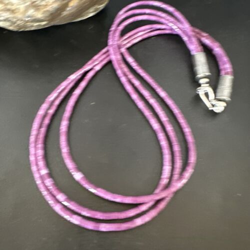 Sugilite Heishi Bead Necklace | 3 Strand | Stabilized Sterling Silver | Authentic Native American Handmade | 15999