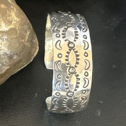 Navajo Stamped Cuff Bracelet | Sterling Silver | Authentic Native American Handmade | 17459
