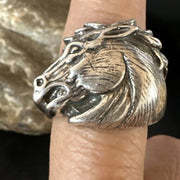 Men's Horsehead Ring | Navajo Sterling Silver | Sz 8 | Authentic Native American Handmade | 15382