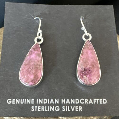 Purple Mojave Turquoise Dangle Earrings | Sterling Silver | Authentic Native American Handmade | 15784