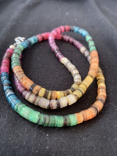 Navajo Multicolor Necklace | Sterling Silver | Natural Shell | 24" | Authentic Native American Handmade | 00801