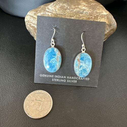 Blue Denim Lapis Dangle Earrings | Sterling Silver | 1" | 15798