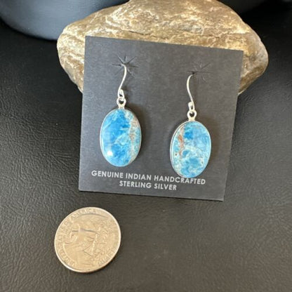 Blue Denim Lapis Dangle Earrings | Sterling Silver | 1" | 15798