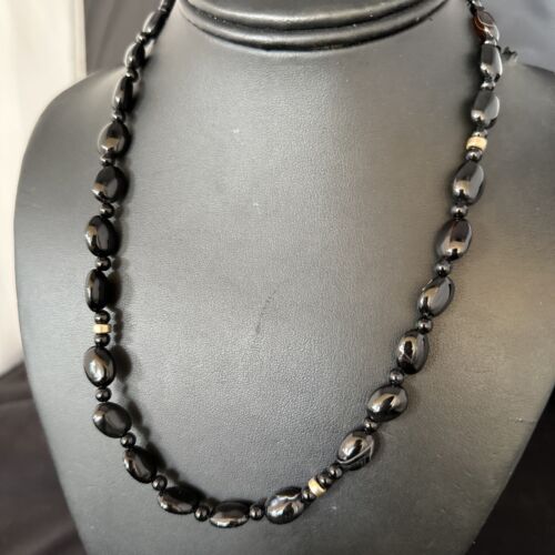 Navajo Black Onyx Necklace | Sterling Silver & Gold Filled | 18" | Authentic Native American Handmade | 10018