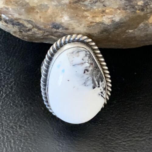 Navajo White Buffalo Turquoise Ring | Sterling Silver | Sz 5.5 | Authentic Native American Handmade | 11643