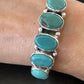 Women's Blue Turquoise 5-Stone Cuff Bracelet | Navajo Sterling Silver | Authentic Native American Jewelry | 16279