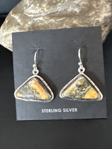 Navajo Bumblebee Jasper Earrings | Sterling Silver | Authentic Native American Handmade | 15836
