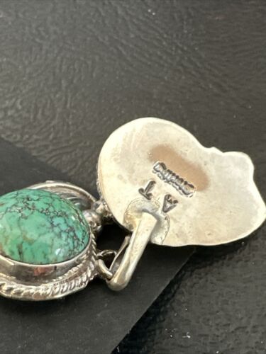 Navajo Blue Green Turquoise Dangle Earrings | Sterling Silver | 1.5" | Authentic Native American Handmade | 17389