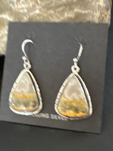 Navajo Bumblebee Jasper Earrings | Sterling Silver | Authentic Native American Handmade | 15838