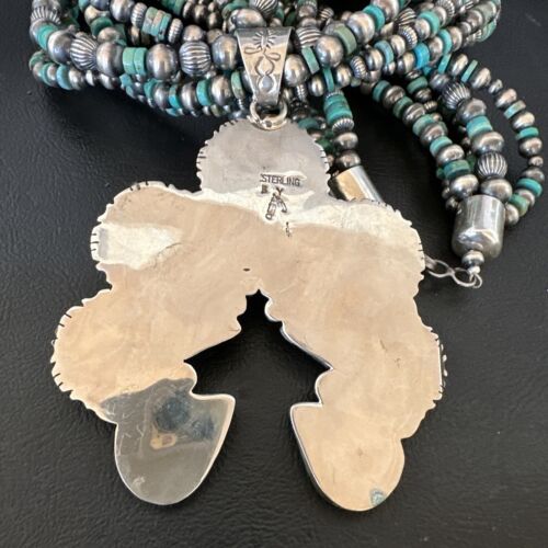 Navajo XL Blue Turquoise Cluster Naja Pendant Necklace | Sterling Silver | 21" | 16678