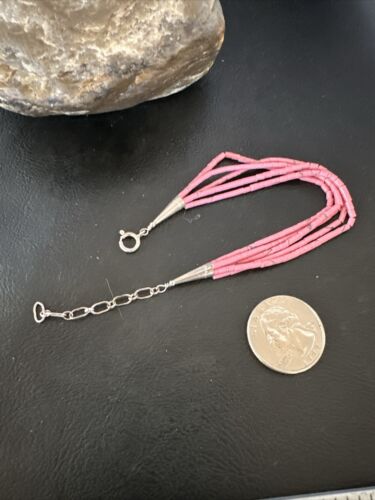 Navajo Pink Rhodochrosite 5-Strand Heishi Bracelet | Authentic Native American Handmade | 16978