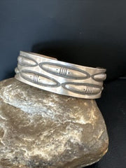 Native American Sterling Silver Navajo Stamped Cuff Bracelet | Authentic Handmade | 15985