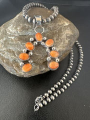 Navajo Spiny Oyster Naja Pendant Necklace | Sterling Silver | 20" | Authentic Native American Handmade | 15756