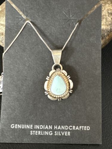 Navajo Dry Creek Turquoise Pendant Necklace | Sterling Silver Chain | Authentic Native American Handmade | 20" | 2578