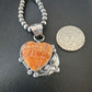 Navajo Orange Spiny Oyster Heart Pendant Necklace | Sterling Silver | Authentic Native American Handmade | 16422