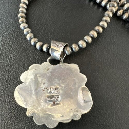 Navajo Men's Purple Spiny Oyster Pendant Necklace | Sterling Silver | Authentic Native American Handmade | 15625