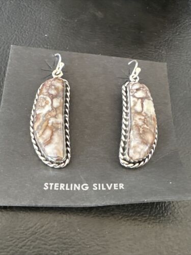 Navajo Wild Horse Turquoise Dangle Earrings | Sterling Silver | Authentic Native American Handmade | 16517