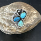 Navajo Blue Turquoise Cluster Ring | Authentic Native American Sterling Silver | Multi-Stone | Sz 8.5 | 14837