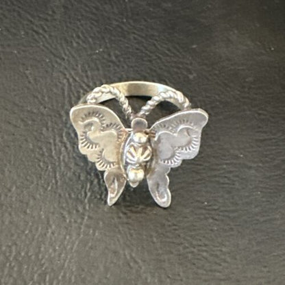 Navajo Sterling Silver Butterfly Ring | Sz 9 | Authentic Native American Handmade | 16975