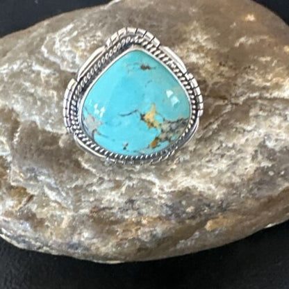 Navajo Blue #8 Turquoise Ring | Sterling Silver | Sz 11 | Authentic Native American Handmade | 15506