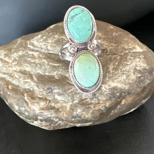 Navajo Blue Dry Creek Turquoise Multi-Stone Ring | Authentic Native American Sterling Silver | Sz 9.5 | 16738 - Masha USA