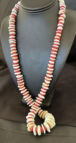 Navajo Sterling Silver Blue Howlite & Red Coral Necklace | Authentic Native American | 30"