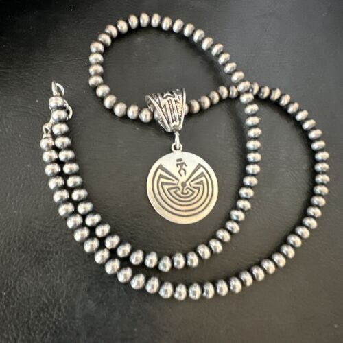 Hopi Man in the Maze Pendant | Sterling Silver Necklace | Authentic Native American Handmade | 16906