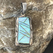 Navajo Blue Fire Opal Inlay Pendant | Sterling Silver | Authentic Native American Handmade | 16484