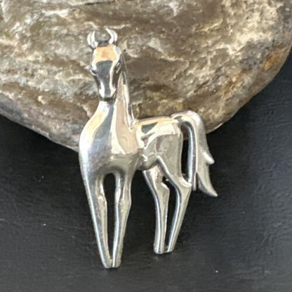 Navajo Horse Pendant Necklace | Sterling Silver | 2.25" | Authentic Native American Handmade | 15172