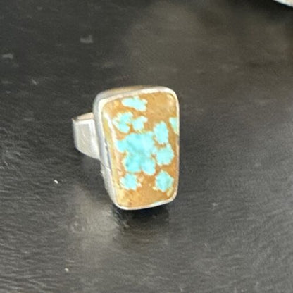 Navajo Blue Turquoise #8 Ring | Sterling Silver | Sz 7 | Authentic Native American Handmade | 14963