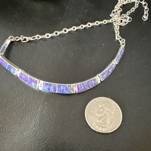 Navajo Purple Opal Inlay Choker Necklace & Earrings Set | Sterling Silver | Authentic Native American Handmade | 16260
