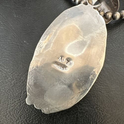 Navajo Wild Horse Turquoise Pendant Necklace | Sterling Silver | Authentic Native American Handmade | 17114