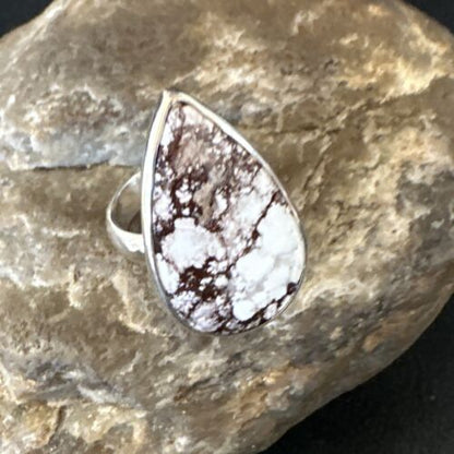 Navajo Wild Horse Turquoise Ring | Sterling Silver | Sz 7 Adjustable | Authentic Native American Handmade | 15547