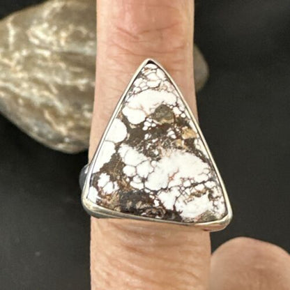 Men's & Women's Wild Horse Turquoise Ring | Navajo Sterling Silver | Sz 8 | 17353