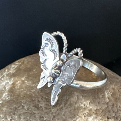 Navajo Sterling Silver Butterfly Ring | Sz 9 | Authentic Native American Handmade | 16975