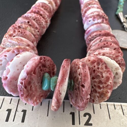 Authentic Navajo Purple Spiny Oyster & Blue Turquoise Necklace | Sterling Silver Navajo Pearls | 34" | 16791